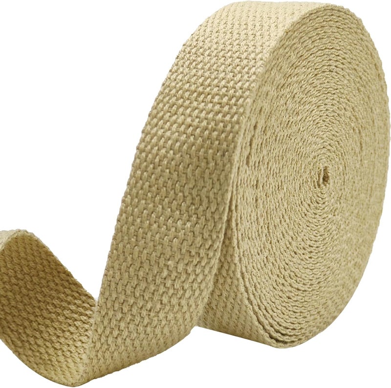 Evora 1 inch Cotton Webbing Braid Handles Bag Strap 15ft High Density Webbing Plain Weave Straps for Cloth Tote Bag, Pet Collars, DIY Projects, Crafts, Outdoor Accessories (Khaki 536) - Image 1